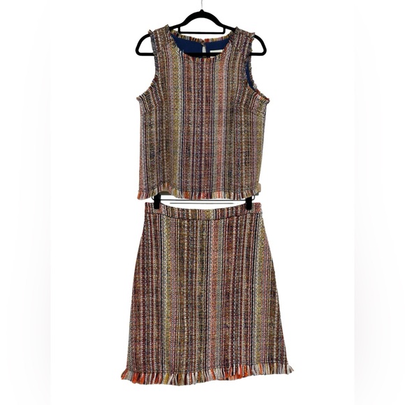 Anthropologie Maeve Two Piece Multicolor Tweed Skirt Set - Size 4/6 - Picture 1 of 11